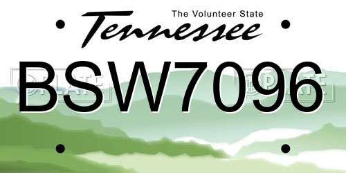 BSW7096 Tennessee License Plate