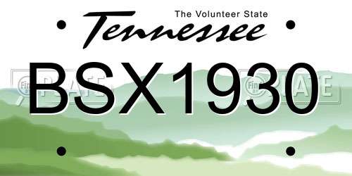 BSX1930 Tennessee License Plate