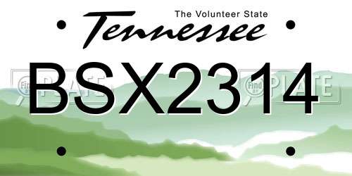 BSX2314 Tennessee License Plate