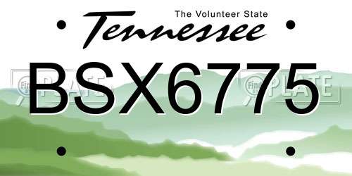 BSX6775 Tennessee License Plate