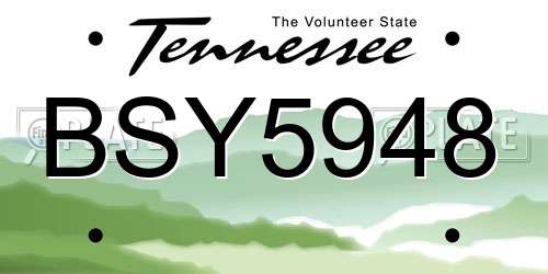 BSY5948 Tennessee License Plate