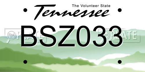 BSZ033 Tennessee License Plate