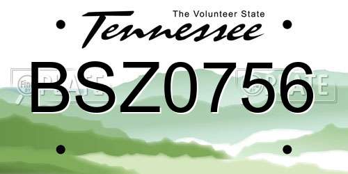 BSZ0756 Tennessee License Plate