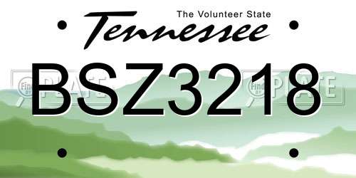 BSZ3218 Tennessee License Plate