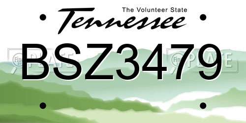 BSZ3479 Tennessee License Plate