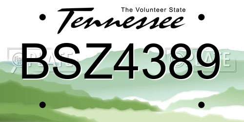 BSZ4389 Tennessee License Plate