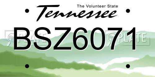 BSZ6071 Tennessee License Plate