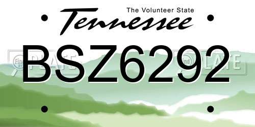 BSZ6292 Tennessee License Plate