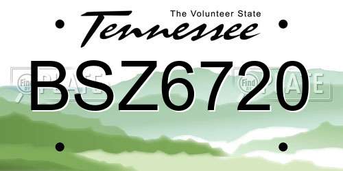 BSZ6720 Tennessee License Plate