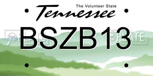 BSZB13 Tennessee License Plate