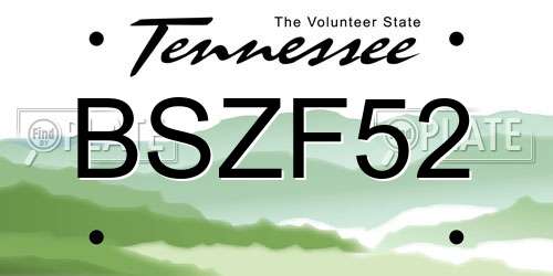 BSZF52 Tennessee License Plate