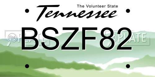 BSZF82 Tennessee License Plate