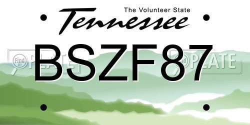 BSZF87 Tennessee License Plate