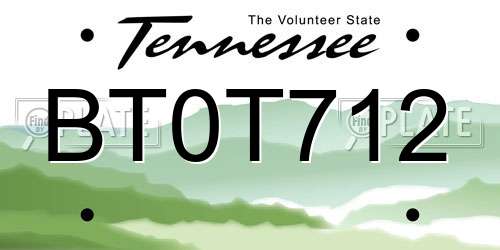 BT0T712 Tennessee License Plate