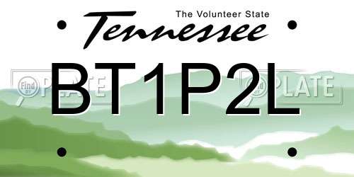 BT1P2L Tennessee License Plate