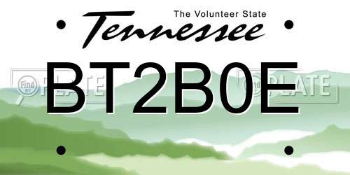 BT2B0E Tennessee License Plate