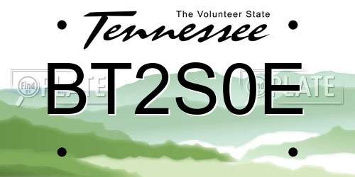 BT2S0E Tennessee License Plate
