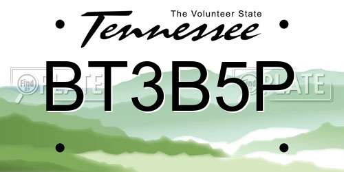 BT3B5P Tennessee License Plate