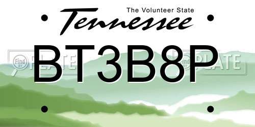 BT3B8P Tennessee License Plate