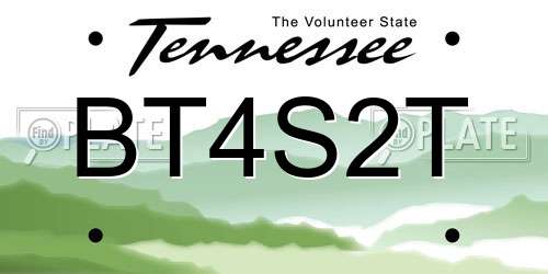 BT4S2T Tennessee License Plate