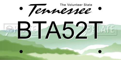 BTA52T Tennessee License Plate