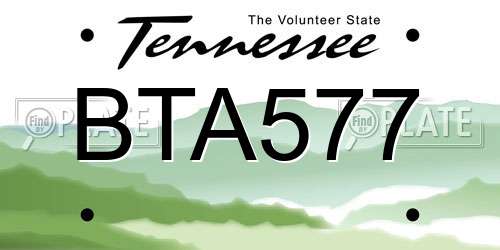 BTA577 Tennessee License Plate