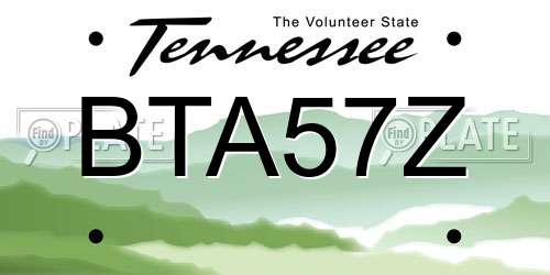BTA57Z Tennessee License Plate