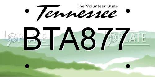 BTA877 Tennessee License Plate