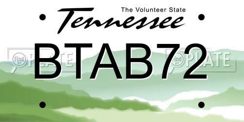 BTAB72 Tennessee License Plate