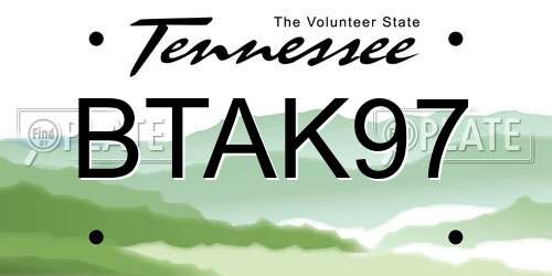 BTAK97 Tennessee License Plate