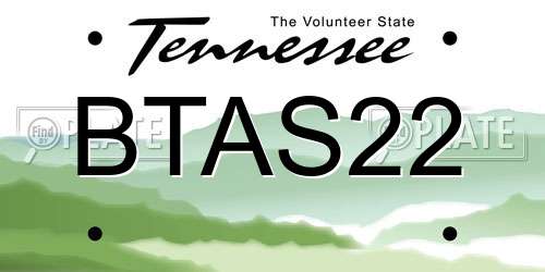 BTAS22 Tennessee License Plate