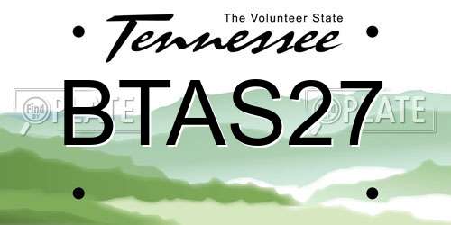 BTAS27 Tennessee License Plate