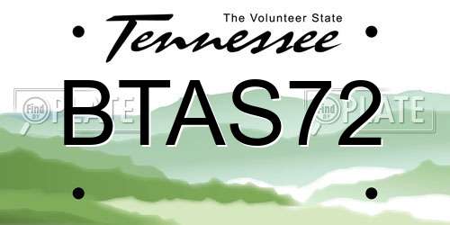 BTAS72 Tennessee License Plate