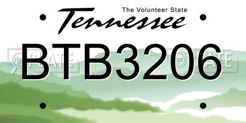 BTB3206 Tennessee License Plate