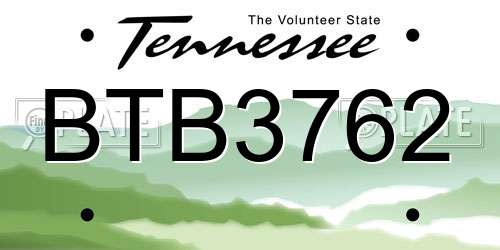 BTB3762 Tennessee License Plate