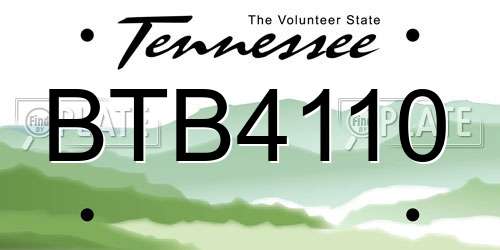 BTB4110 Tennessee License Plate
