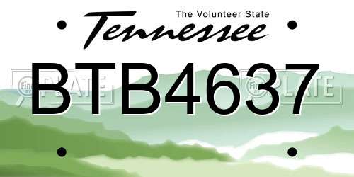 BTB4637 Tennessee License Plate