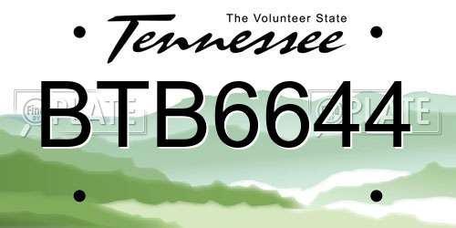 BTB6644 Tennessee License Plate