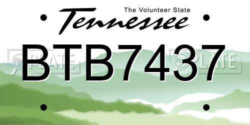 BTB7437 Tennessee License Plate