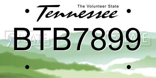 BTB7899 Tennessee License Plate