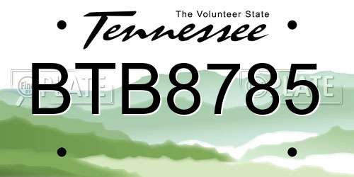 BTB8785 Tennessee License Plate
