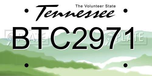 BTC2971 Tennessee License Plate