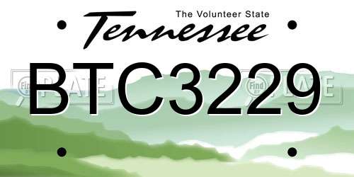 BTC3229 Tennessee License Plate