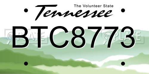 BTC8773 Tennessee License Plate