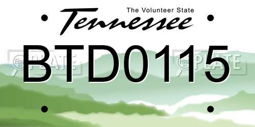 BTD0115 Tennessee License Plate