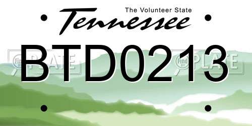 BTD0213 Tennessee License Plate