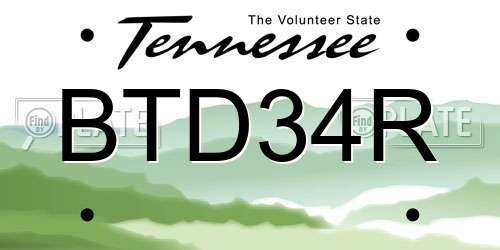 BTD34R Tennessee License Plate