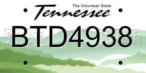 BTD4938 Tennessee License Plate
