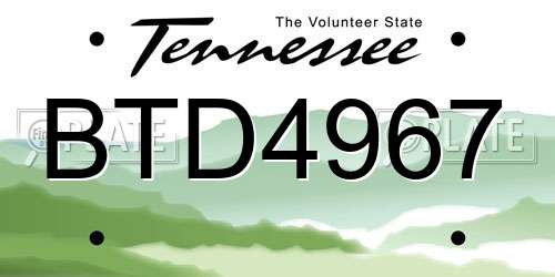 BTD4967 Tennessee License Plate