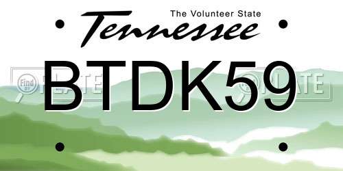 BTDK59 Tennessee License Plate
